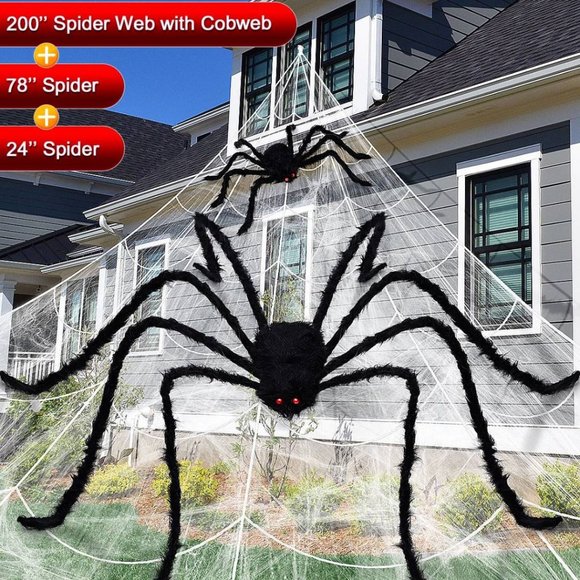 Huge Halloween Spider Web House Decor Set - Picture 2 of 5